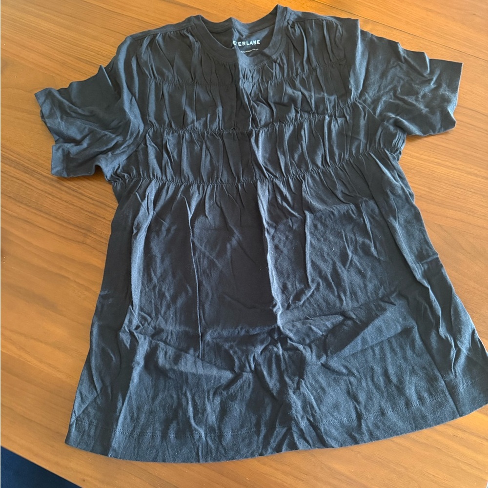 Everlane Black Gathered Neckline Top